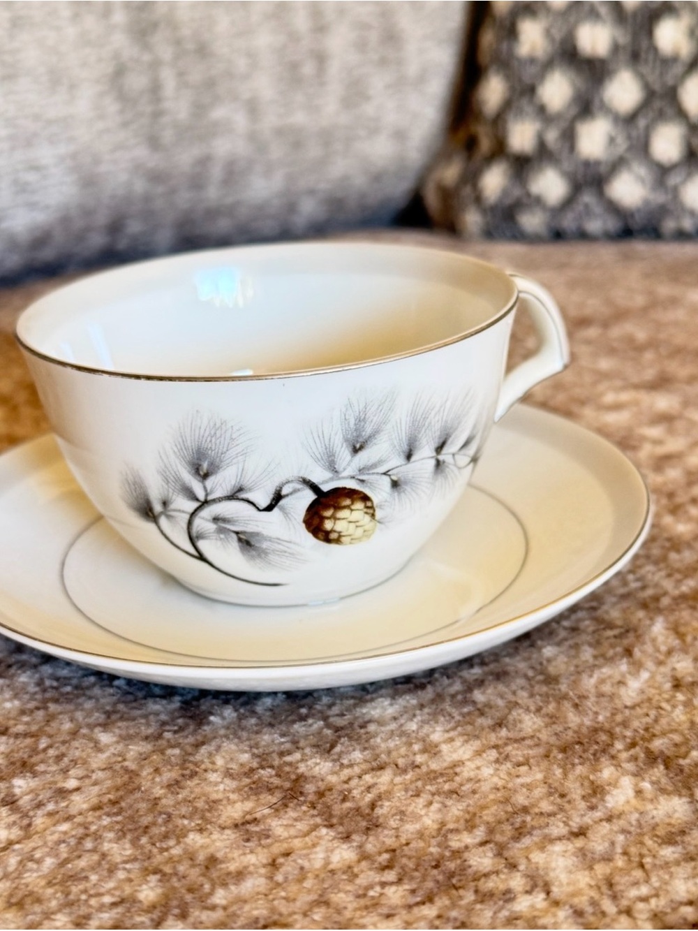 Silver Pine by Narumi Japan Porcelain Teacup & Saucer